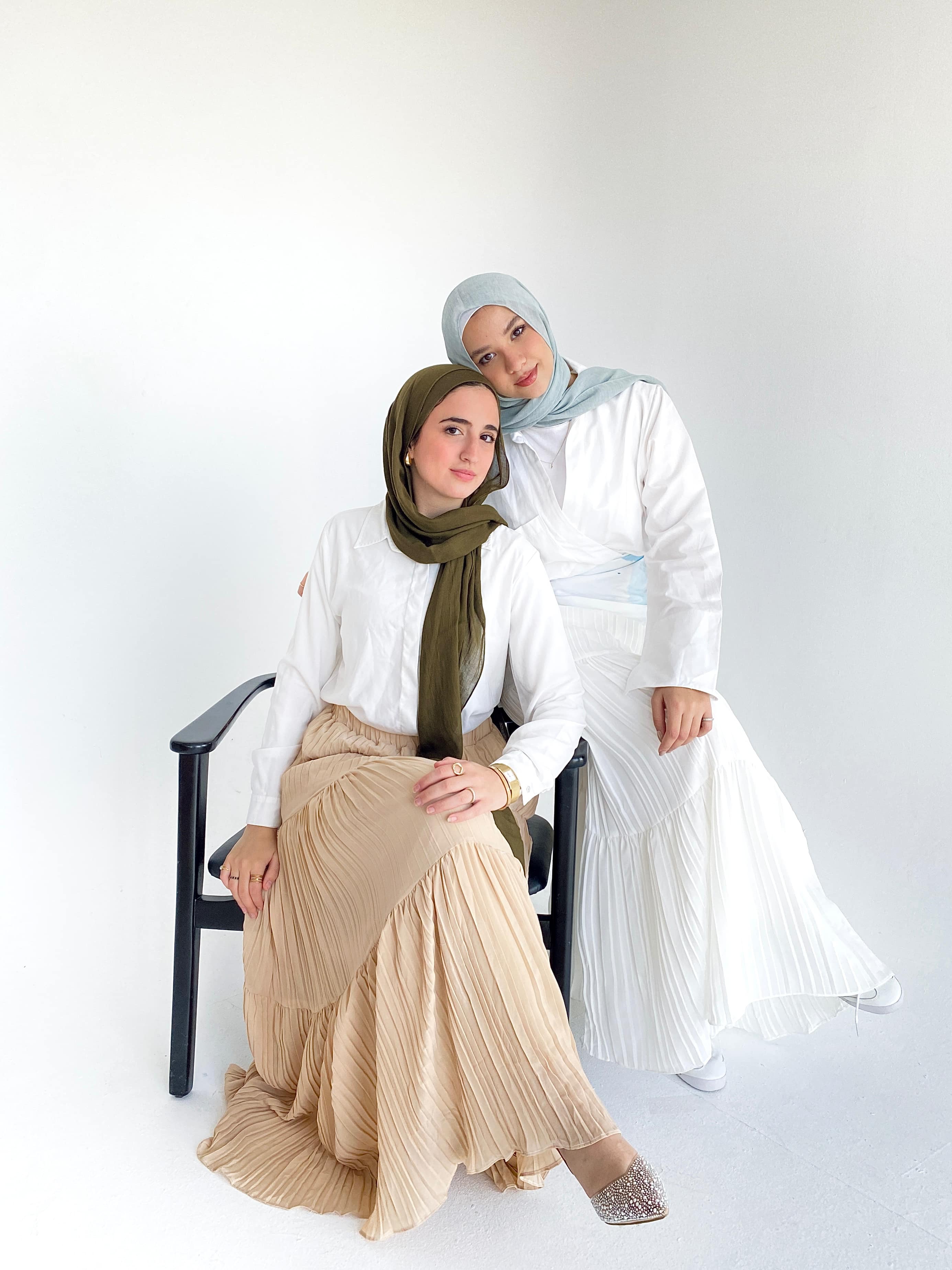 White Flowy Pleated Skirt